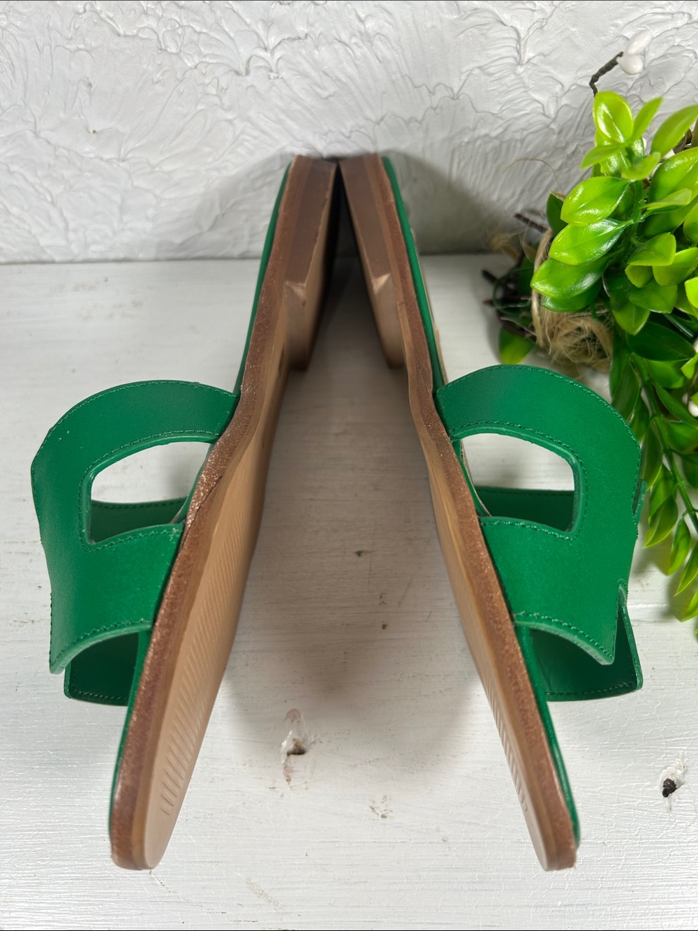🆕Steven New York HADYN Green Leather Slide In Mules Flat Sandal NWTBoxed - Picture 7 of 16